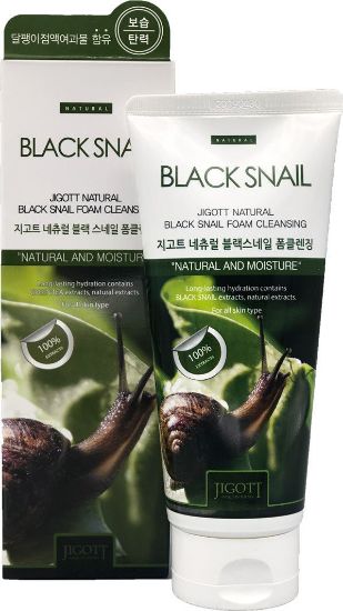 Изображение Очищающая пенка Jigott Black Snail Foam Cleansing с муцином черной улитки, 180 мл