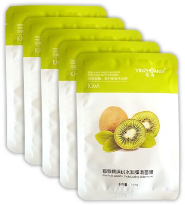 Изображение Увлажняющая тканевая маска для лица с экстрактом киви Yinzhuang Kiwi Fruit Colourful Moisturizing Slide Mask, 30 мл • 5 штук