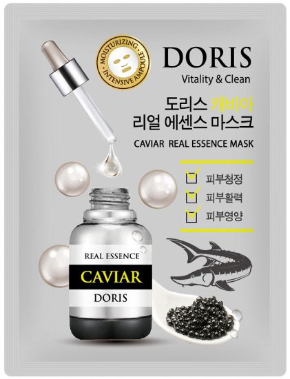 Изображение Тканевая маска для лица с экстрактом черной икры Jigott Doris Caviar Real Essence Mask, 25 мл