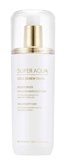 Изображение Антивозрастная эмульсия для лица с муцином улитки Missha Super Aqua Cell Renew Snail Essential Moisturizer, 130 мл