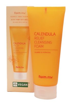 Изображение Облегчающая пенка для умывания с календулой Farmstay Vegan Calendula Relief Cleansing Foam, 180 мл